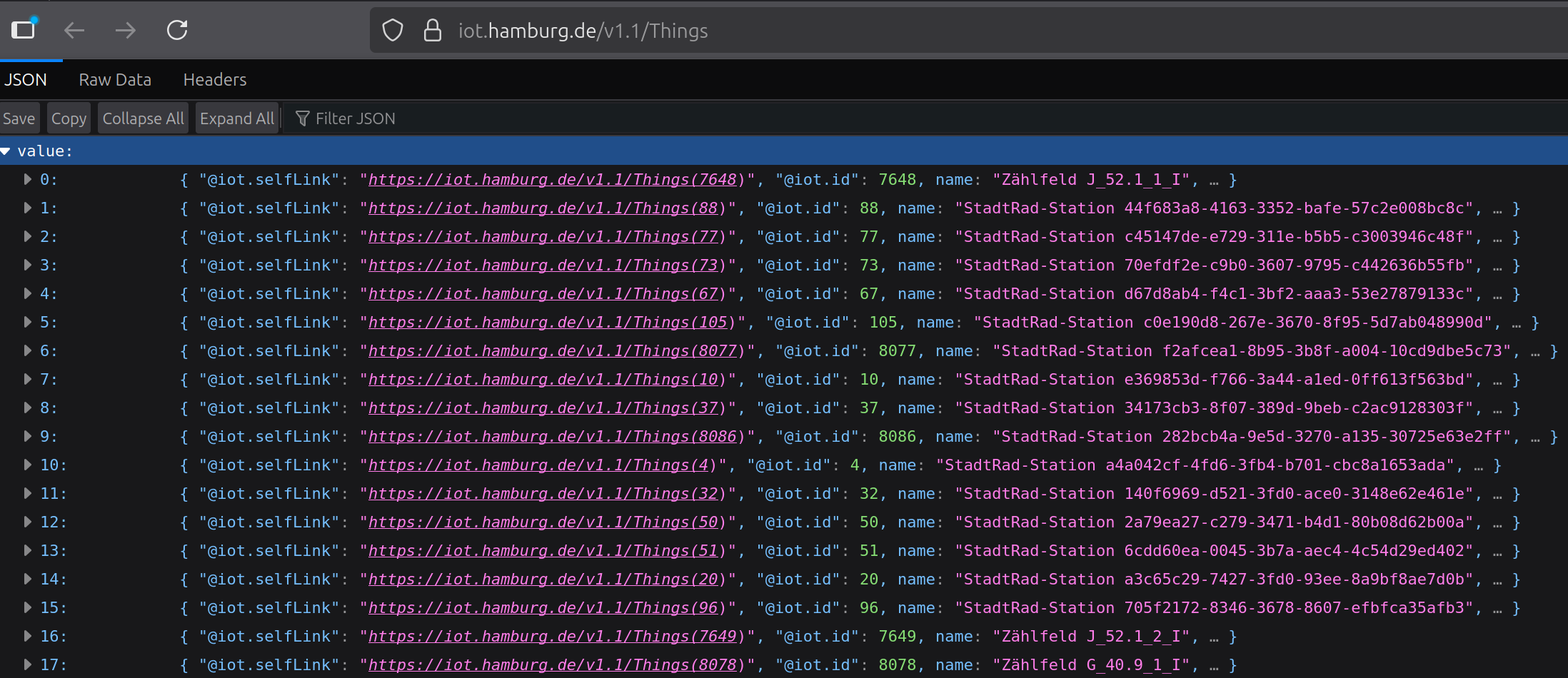 Es passieren Dinge Screenshot JSON Things